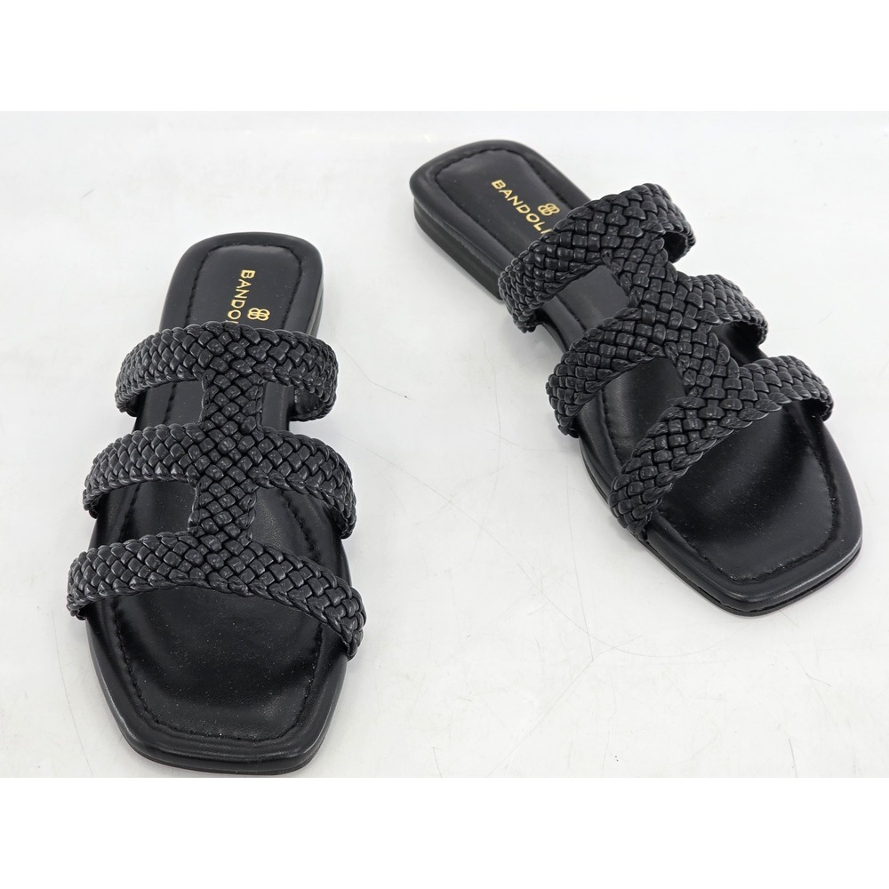 Bandolino Summer 3 Slide Sandals Womens 7M Black Woven Straps - Excellent